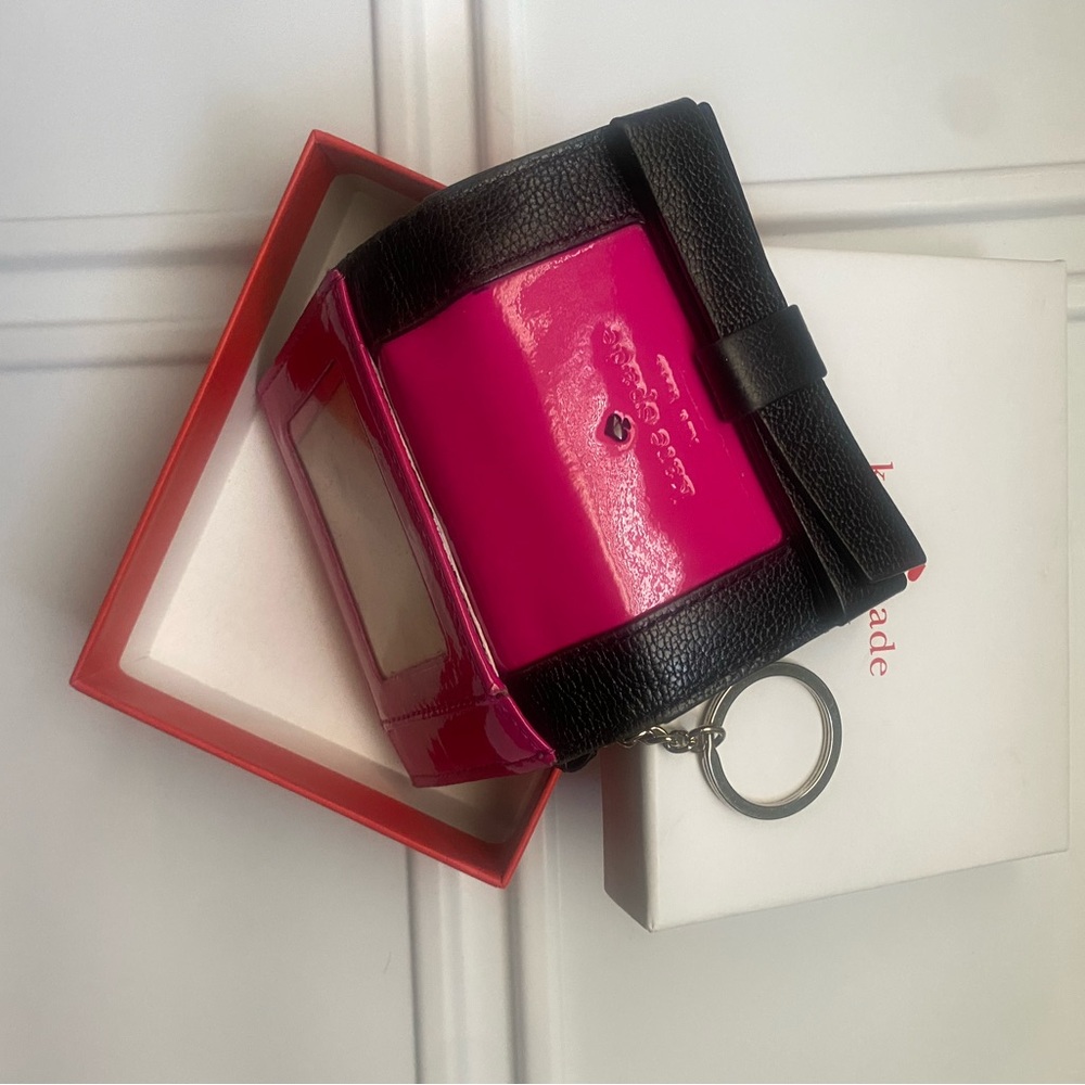 Kate Spade Fuchsia and Black Keychain Wallet